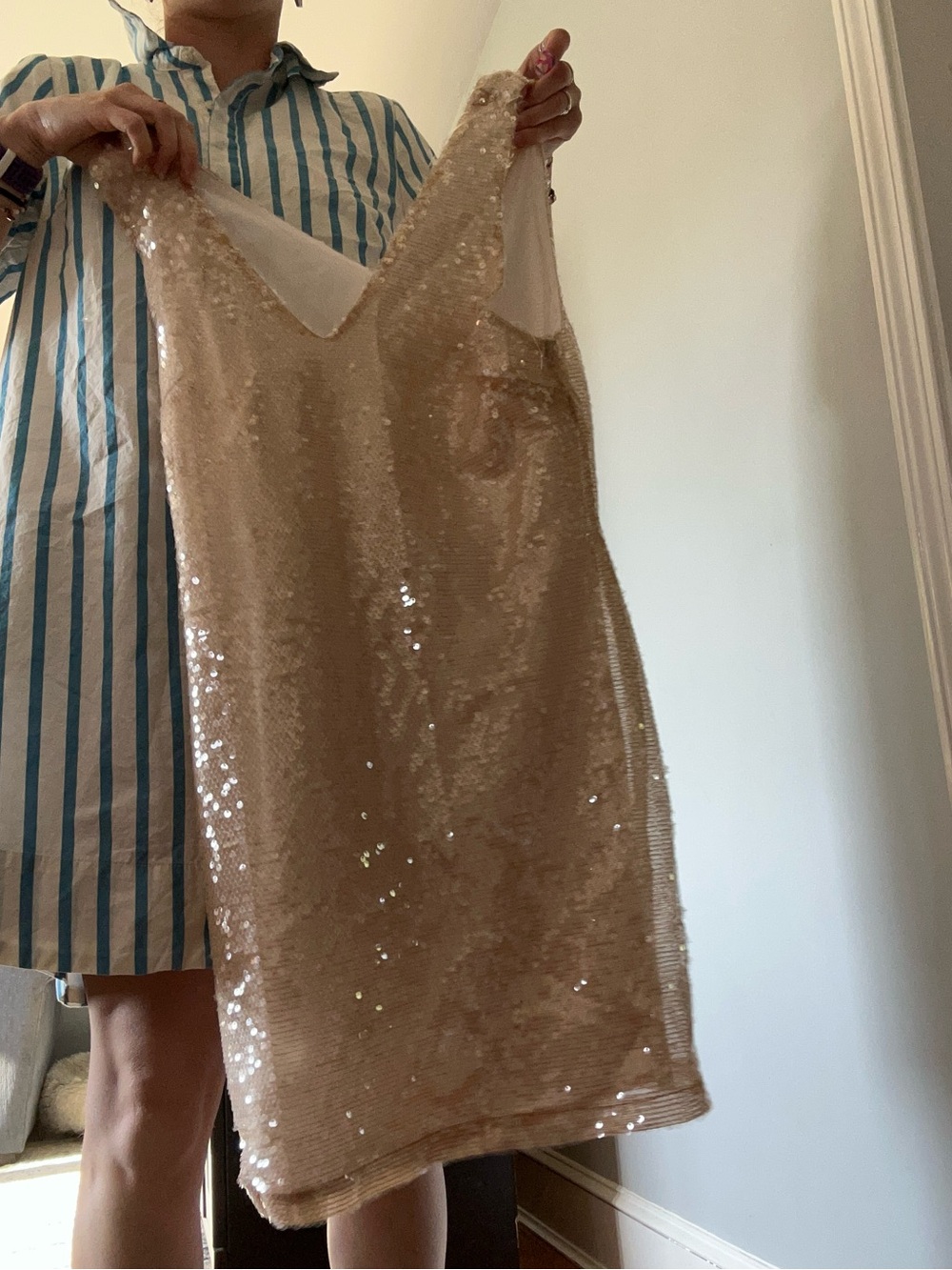 a new day Champagne Sequin V-Neck Slip Dress